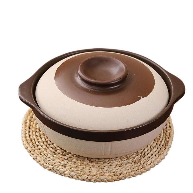 Tegame Terracotta Casseruola domestica for zuppa in ceramica resistente alle alte temperature for cottura a secco(1.8L)