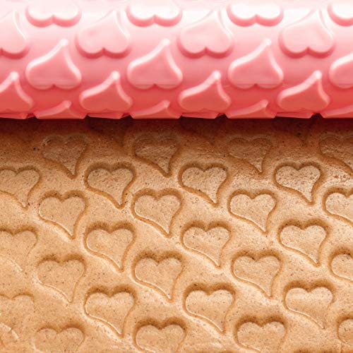 Rollling Pin For Cake Bakery Heart Love Pattern, Dough Decorating Roller For Pastry, Fondant, Cookies, Perfect Valentine Gift And Birthday Present For Girls #TOP5