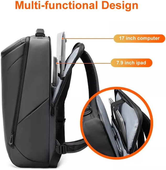 Business Laptop Backpack for Men Women Anti-Theft Travel Rucksack Durable Multi-Functional Casual Daypack for Work Carry on Backpack fits 17.3inch Computer Grey
