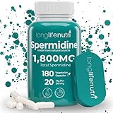 LongLifeNutri Spermidine 20mg, Supports Cellular Health & Brain Function - 180 Count, 2 Serving Size, Vegan Capsules, Wheat Germ Extract, Naturally Support Wellness, Lab Tested, Crafted in USA