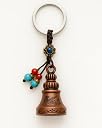 Classic Quirk bronze Guardian Bell Keychain for Bike & Car | Bird Design Lucky Bell with Rope & Beads | Protective Rider Charm | Metal Key Ring Gift for Bikers (1, Red Bird Rope) gallery image
