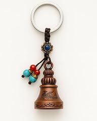 Classic Quirk bronze Guardian Bell Keychain for Bike & Car | Bird Design Lucky Bell with Rope & Beads | Protective Rider Charm | Metal Key Ring Gift for Bikers (1, Red Bird Rope)