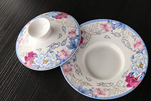 Image of Liang baobao Traditional Gaiwan Tea Set with Lid and Saucer Handmade Ceramic Tea Cup Flower Porcelain Teacups 10oz