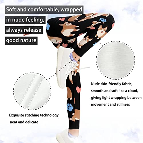 Coeqine Cute Corgi Print Girls Yoga Dancing Leggings Size 4-13 Years Kids Teens Stretch Ankle Length Pants Running Active Yoga Tights #TOP4