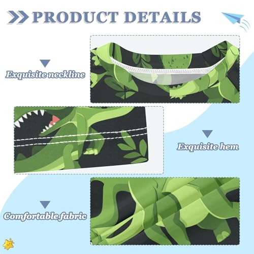 Green Dinosaurs Girls Bathing Suit Sun Protection Athletic Clothes Swimwear Beach Tops 3T3