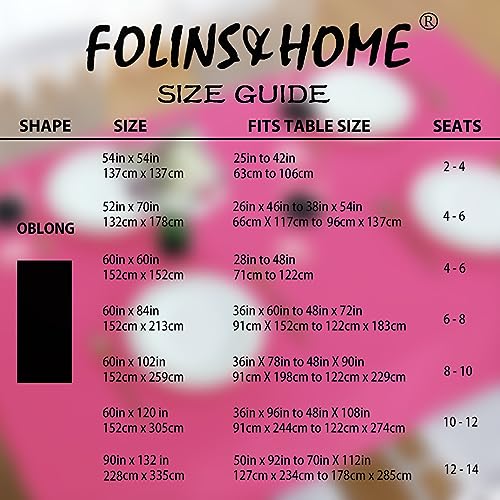 Image of FOLINS&HOME Hot Pink Rectangle Waterproof Tablecloth, 60 x 102 Inch | Fuchsia Wrinkle Free Polyester Rectangular Table Cloths, Spillproof Heavy Duty and Washable Table Cover for Party, Banquet