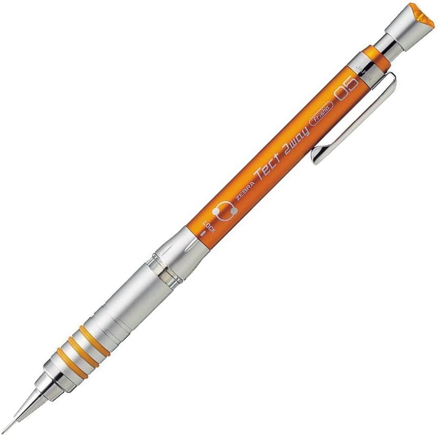 Zebra Mechanical Pencil, Tect 2 Way, 0.5mm, Orange Body (MA41-OR)