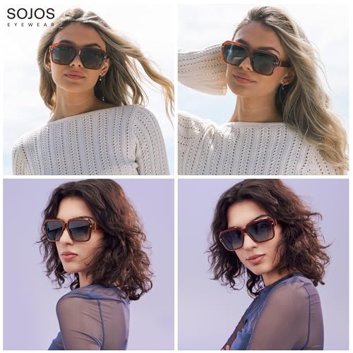SOJOS Retro Polarized Hexagonal Aviator Sunglasses Womens Mens Trendy Rectangle UV400 Shades SJ23982