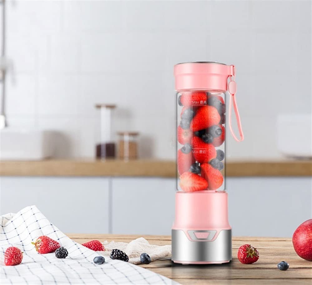 Przenośny blender do koktajli i smoothie, ładowany przez USB osobisty blender z 6 ostrzami 3D, mini blender do podróży, biura i sportu (kolor: niebieski) (różowy)
