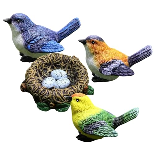 Generisch Pájaros decorativos con , realistas de resina en miniatura, figuras coleccionables de resina como , para el hogar, pasillo, oficina, apartamento, granja, patio, patio,