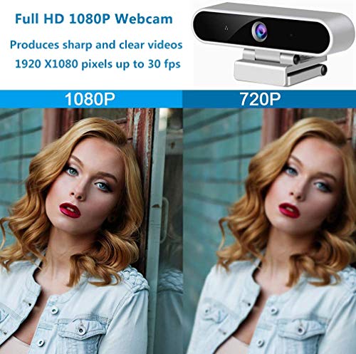 Webcam with Microphone 1080p HD USB Camera 30fps Streaming Webcam with Tripod and Privacy Cover,Plug and Play for Desktop/Laptop/Mac,Video Conferencing/Calling/Gaming and Skype/YouTube/Zoom etc.