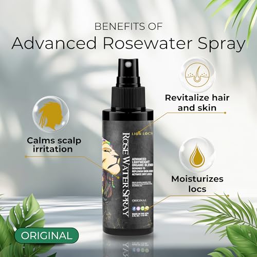 Lion Locs Rosewater Moisturizing Spray for Locs and Skin | Organic Vegan Conditioner Rose Water for All Hair Types (4oz, Original) Alternate view