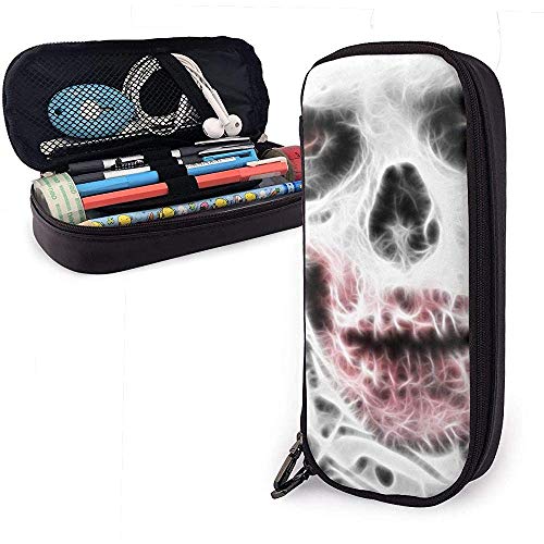 Zombie Dead Monster Spooky Pu Estuche de cuero para lápices 20X9X4cm Bolso con cremallera doble Bolsa de lápices para oficina escolar Niñas Niños Adultos