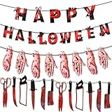 ️【AMPLIA APLICACIÓN】El juego de decoración de Halloween es adecuado para todo tipo de fiestas de terror, fiestas de disfraces, celebraciones familiares, actuaciones, etc. También se puede utilizar como accesorios fotográficos, fotografía de terror, paredes de fotos, fácil de montar y usar, y girar. cualquier fiesta en una escena de película de terror. La atmósfera espeluznante.