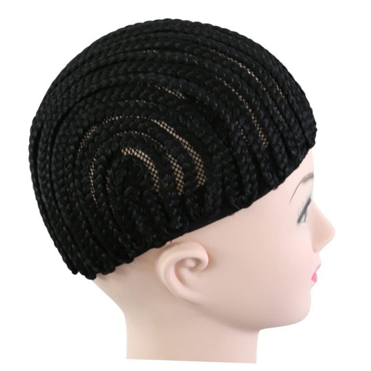 3piezas Gorro De Peluca De Trenzas Negras Para Ganchillo Tapa De Elástica Para Hacer Pelucas De Trenzado s