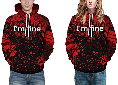 OLIPHEE Mens Hoodies Full 3D Printed Graphic Sweatshirt Athletic Breathable Fashion Pullover with Pockets Black Red fine XXL/3XL - Image 5