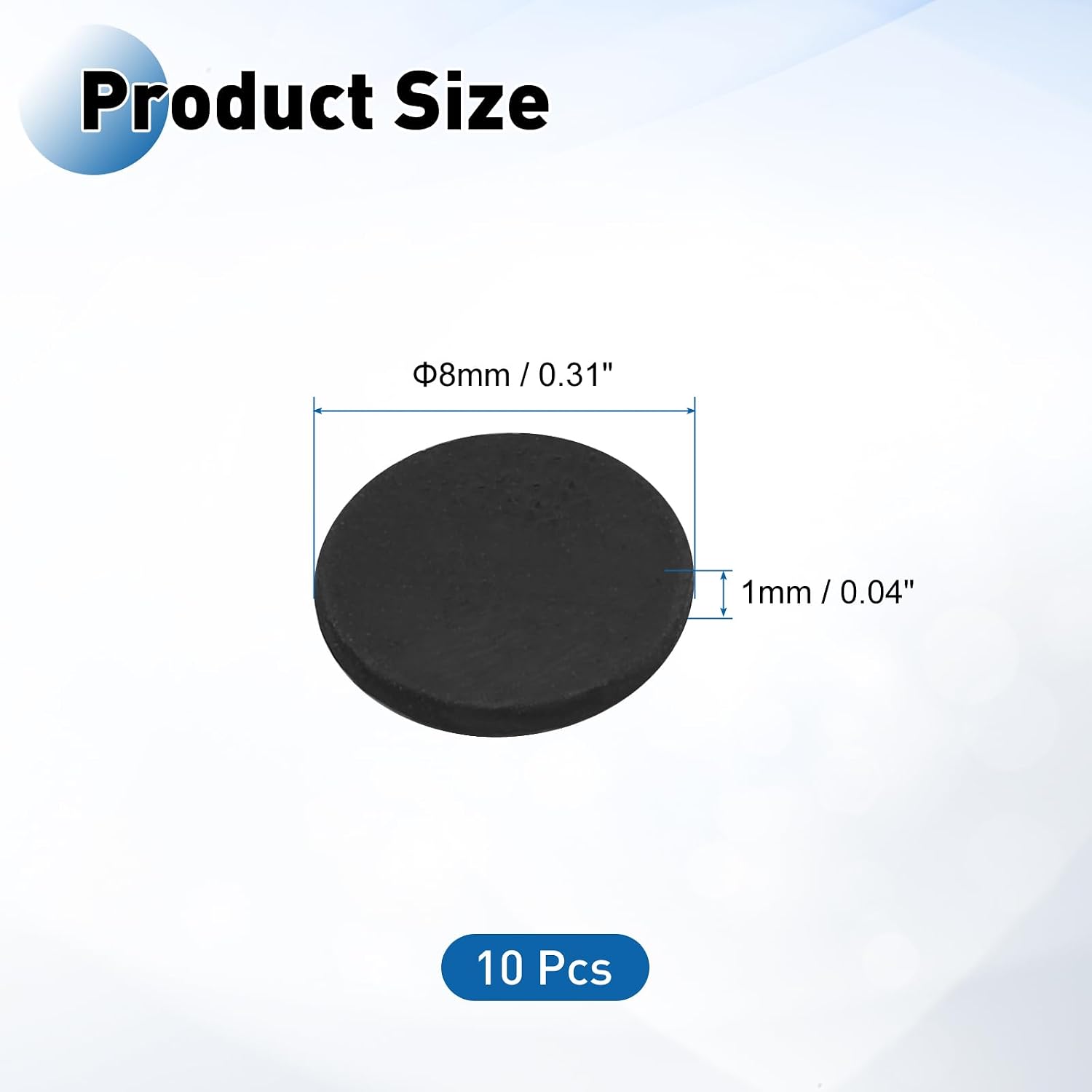 PATIKIL 10 PCS Rubber Solid Discs Washers, 8mm OD x 1mm Thick Rubber Round Gasket Pad Bushings Spacer Washer for DIY Gasket Craft, Black