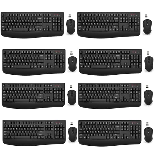Image of Wireless Keyboard and Mouse Combo, EDJO 2.4G Full-Sized Ergonomic Computer Keyboard with Wrist Rest and 3 Level DPI Adjustable Wireless Mouse for Windows, Mac OS Desktop /Laptop /PC(8 Pack)