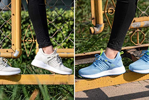 Sdolphin Womens Walking Running Shoes - Womens Tennis Shoes Ladies Comfort Slip On Training Lightweight Breathable Gym Workout Fashion Sneakers Light Blue #TOP4