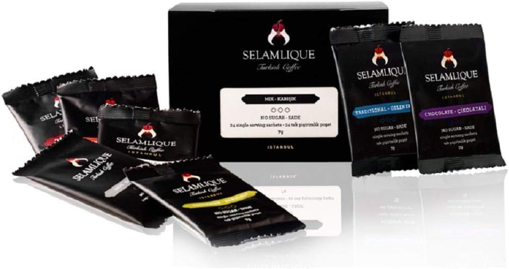 Selamlique's Mixed Flavoured Turkish coffee (24 single serving sachets)