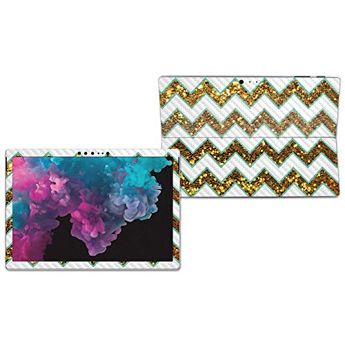 Image of MightySkins Carbon Fiber Skin for Microsoft Surface Pro 6 - Glitzy Chevron | Protective, Durable Textured Carbon Fiber Finish | Easy to Apply, Remove, and Change Styles | Made in The USA