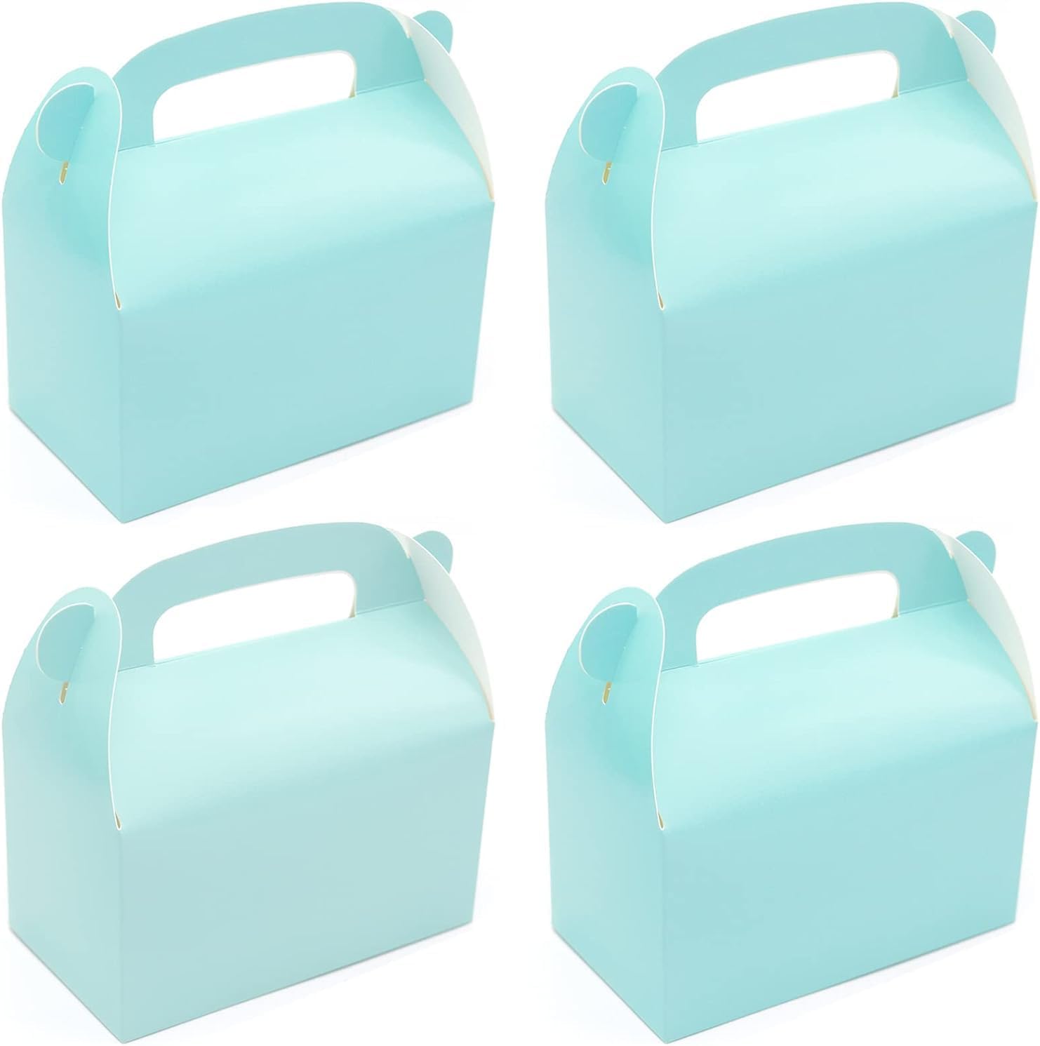 PARTY TIME - 12 Pieces Blue Party Favor Treat Boxes, Goodie Boxes, Gable Paper Gift Boxes with Handles. Perfect for Prince Party and Baby Boy Shower Decoration Supplies