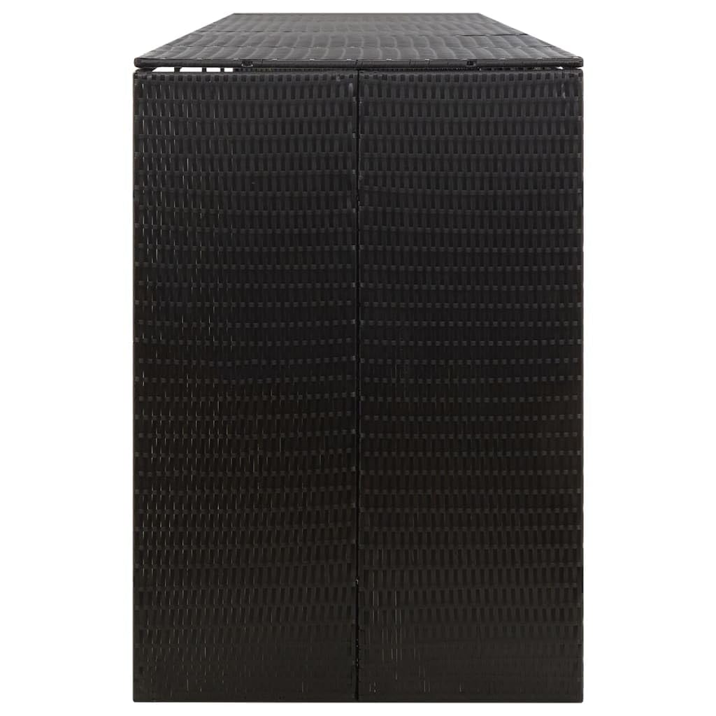 Cache Poubelle Extérieur Quadruple, Abri Rangement de Poubelle Quadruple Noir 274x80x117 cm Résine tressée