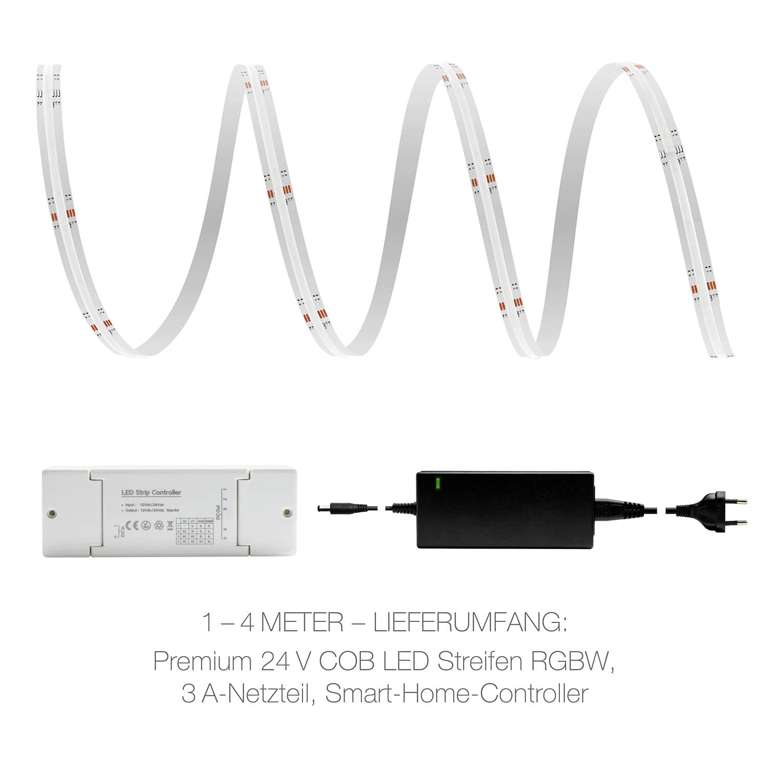 LED Universum Tira LED COB Smart Home Set RGB-W con controlador Zigbee y fuente de alimentación, filamento premium, 24 V, tira LED IP20 RGB-WW multicolor (3 metros)