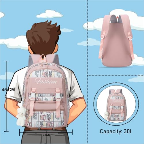 Image of Tinytot 30 Litre Japanese Korean Style School Bag Water-Resistant Laptop & Travel Backpack - Unisex Large 18 Inches Multipurpose Student Backpack for Boys & Girls, Men & Women