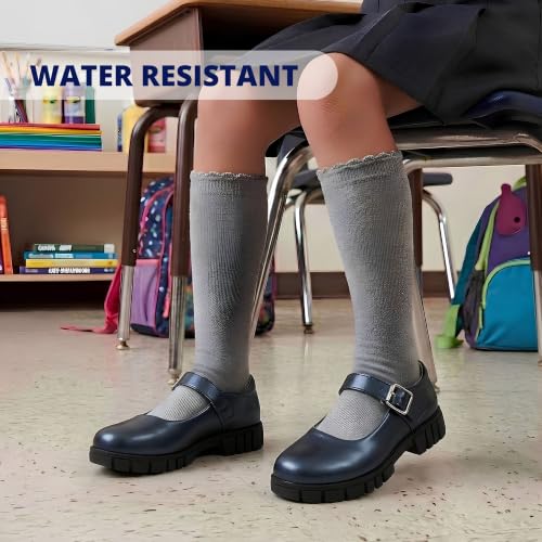 French Toast Girls Round Toe Ankle Strap Maryjane School Shoes - Mary Jane Chunky Platform Oxford Dress Shoe Pumps - Navy (Size 3 Big Kid) by French Toast - Used condition - Image 2