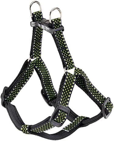 Pettorina per Cani Taglia Piccola Riflettente DAYTONA DELUXE SMALL, Imbottita, Nero-Verde