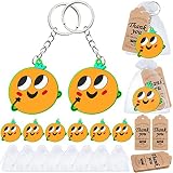 Elecrainbow 60 Pack Orange Party Keyring Pack Include 20 Keychains,20 Thank You Tags and 20 Goodie B
