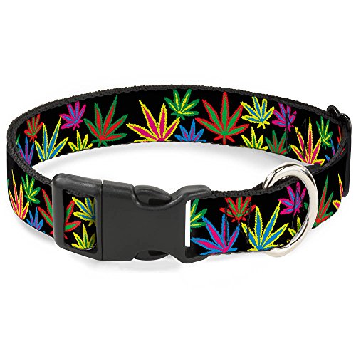 Collar estrecho para perro Buckle Down pequeño con estampado de hojas negras 2