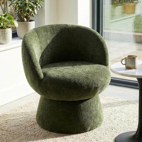Sillón giratorio redondo chenille verde