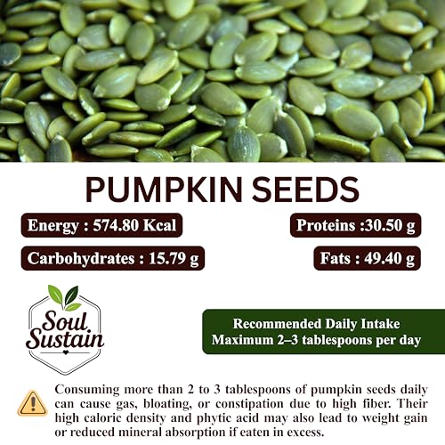Image of SoulSustain Pumpkin Seeds 80 GM | Raw Pumpkin Seeds | Edible Seeds for Daily Nutrition | Plant Based Protein | Roasted Snack, Smoothies, Baking, Salads, Keto & Vegan Diet