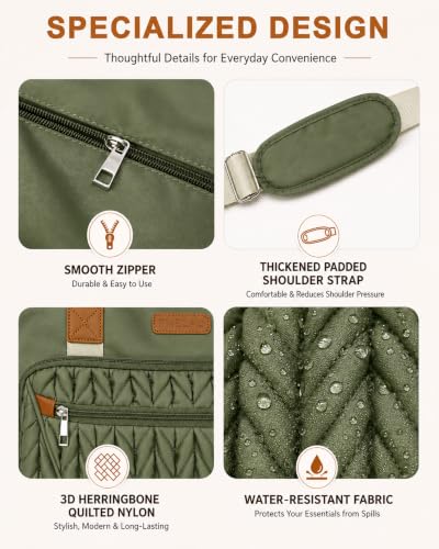 Image of FHELAD Diaper Bag Tote for Women, Baby Diaper Bag 16L (Sage Green) | 5 Insulated Pockets, Changing Pad, Pacifier Case, Stroller Clip, 15.6 Inch Laptop Compartment, Detachable Shoulder Strap