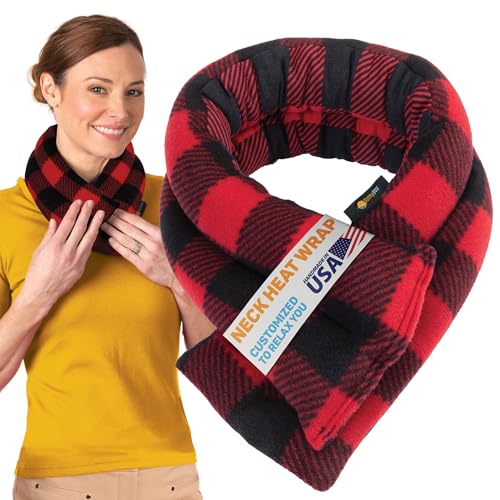 Image of SunnyBay Microwavable Heating Pad for Neck and Shoulder, Heated Neck Wrap, Microwave Heat Pad, Weighted Beanbag Moist Hot or Cold Compress, 2.2 lbs, 26x4 Inches, Buffalo