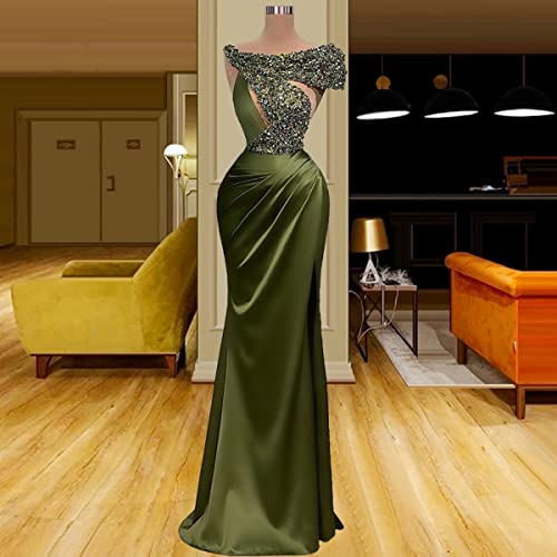 Keting Green Sequined Satin Mermaid Prom Shower Party Dress Evening Celebrity Gala Pageant Gown for Wedding2