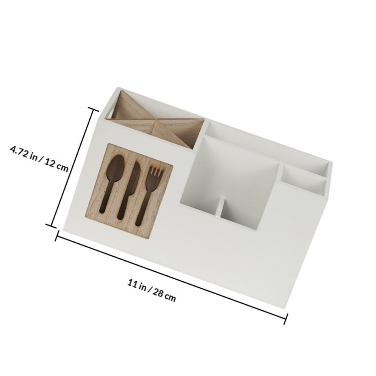 Angoily Boîte de Rangement pour Ustensiles Cuisine en Bois Blanc, Résistante aux Rayures, pour Organiser Couverts et Garder Ustensiles Accessibles Cuisine
