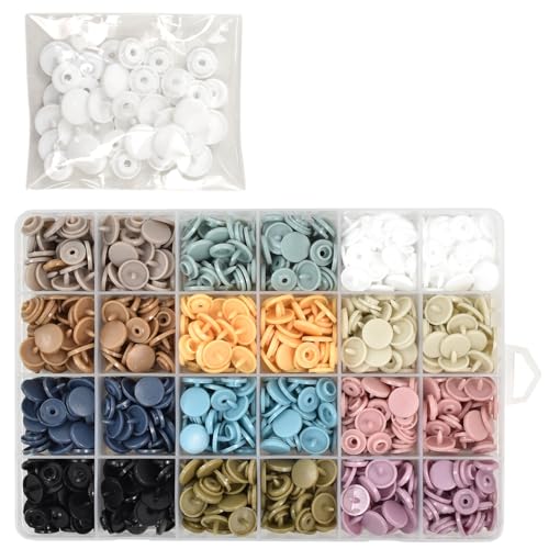 MYmama プラスナップ 240組 丸型 ケース付 プラスチック 手芸 DIY (12mm ニュアンスセット (88360)) - 手作り工房 MY mama - 商品画像