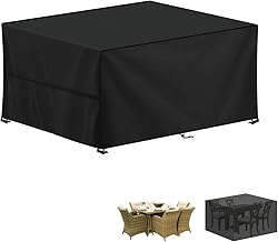 LAMUNI Outdoor Table Cover, 140 x 80 x 75 cm, Rectangular Table Cover, Garden Table Cover, 420D Oxford Fabric, Windproof