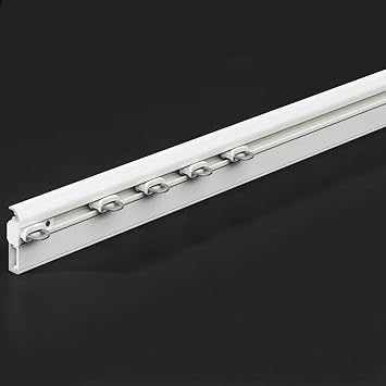 Ultra-Thin Curtain Track, Ceiling Curtain Track, Invisible Installation, Single Track, Aluminium Curtain Rail, Room Divider, Shower Window CurtainSize1M,ColorWhite