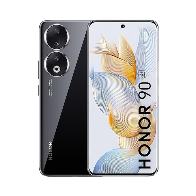 Image of Honor 90 (Midnight Black, 12GB + 512GB) | India's First Eye Risk-Free Display | 200MP Main & 50MP Selfie Camera | Segment First Quad-Curved AMOLED Screen | Without Charger