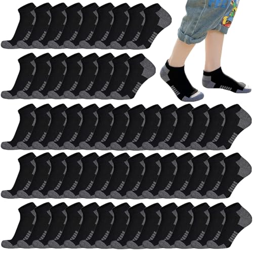 Looknniy 16 Pairs Boys Low Cut Ankle Socks Kids Crew Athletic Breathable Cushion Sole Socks for Running Hiking
