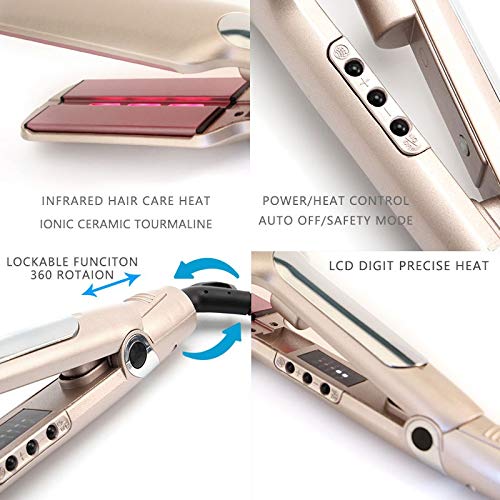 Plancha para cabello 2 en 1 con control de temperatura LED, placas de cerámica y voltaje universal 110-240V miniatura 6