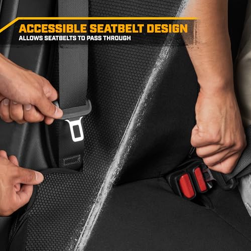 Image of CAT MeshFlex Black Rear Seat Cover for Cars, SUVs & Mid-Size Pickup Trucks - Durable 60 /40 Split Rear Bench Seat Protector, Back Seat Cover, Interior Auto Accessory, Not for Full-Size Pickup Trucks