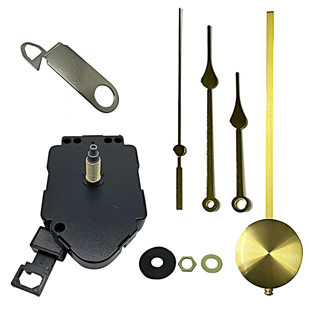 Dans Clock Shop Gold Complete Quartz Ticking Replacement Pendulum Clock Movement Mechanism Motor Parts Diy Repair (110Mm Hands)