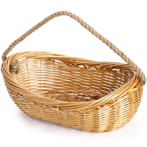 ZEAYEA Wicker Basket with Jute Rope Handle