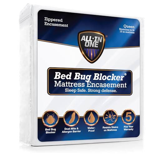 All-in-One Mattress Protector, Zippered Encasement, Water & Stain Resistant, Triple Seal Protection, Queen, White