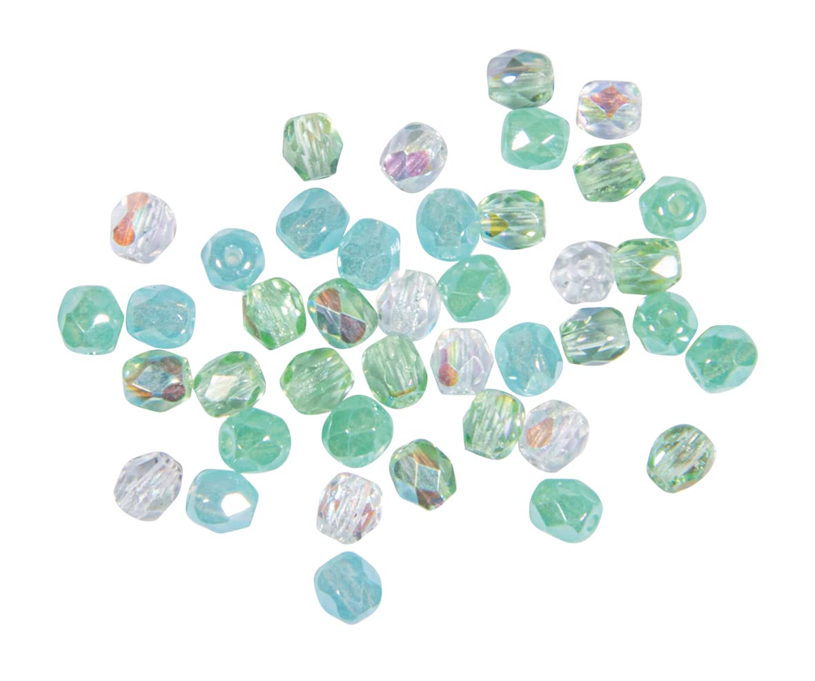 Rayher Glass Crystal Bead, 4mm ø, sea Aqua, Box 100 Pieces, 14200410